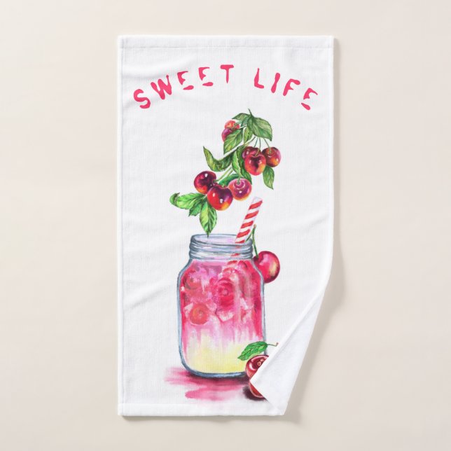 Frisches Cherry Drink Badetuch Set (Handtuch)