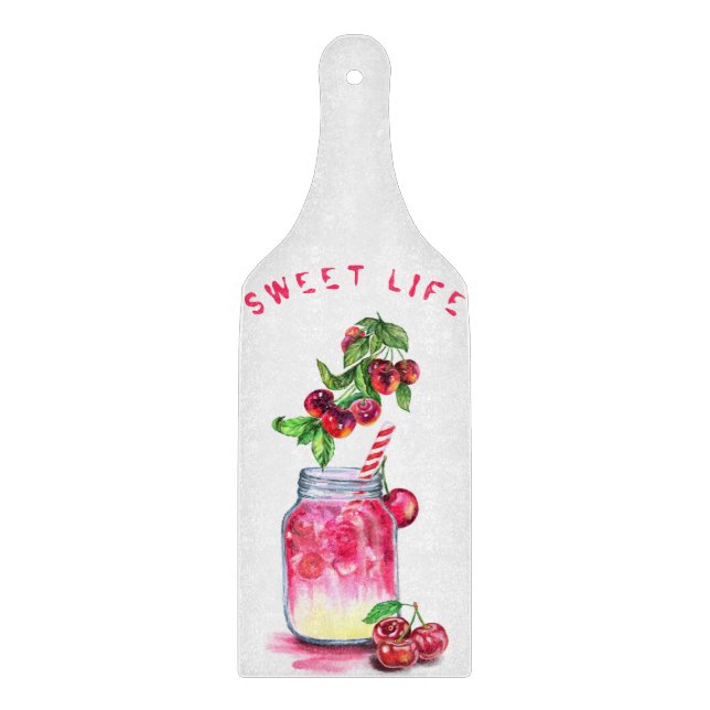 Frisches Cherry Drink Cutting Board - Custom Text Schneidebrett (Vorderseite)
