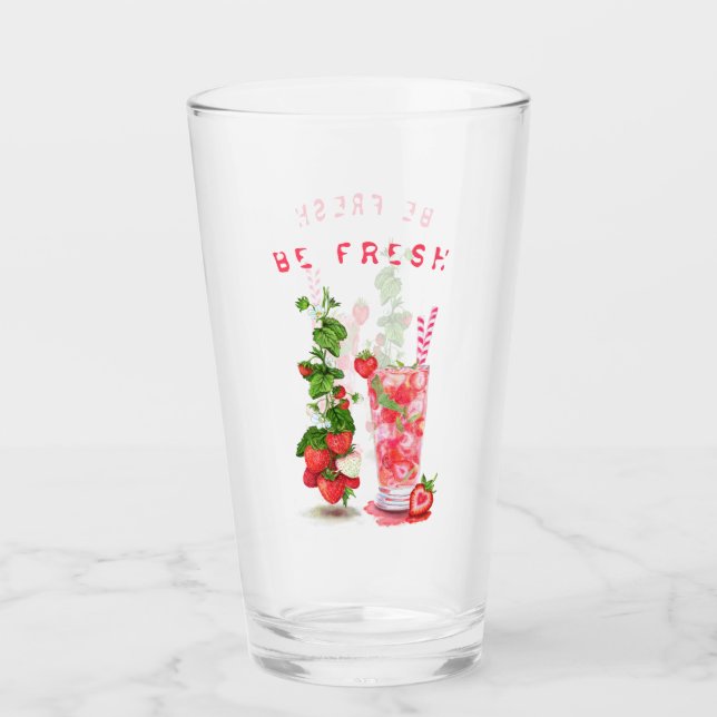 Frisches Erdbeeren Cooles Trinkglas Glas (Vorderseite)
