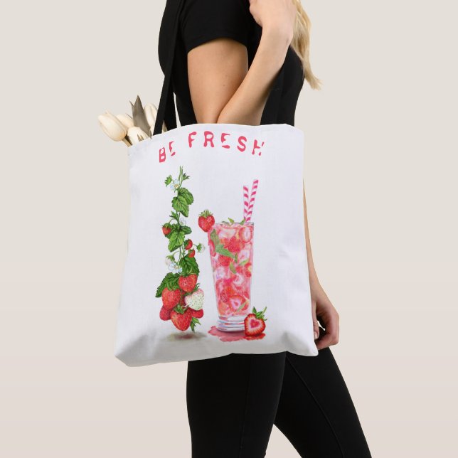 Frisches Erdbeergetränk Tote Bag - Benutzerdefinie (Von Nahem)