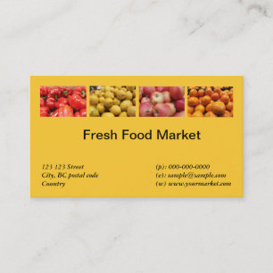Frisches Essen, Obst, Gemüsemarkt Visitenkarte