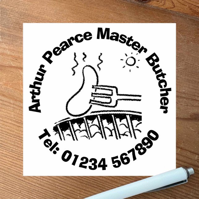 Frisches Fleisch Barbecue Metzger. Butlershop Gummistempel (Von Creator hochgeladen)