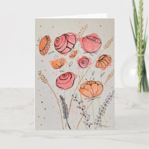Frisches Florales Wasserfarben-Doodle-Karte Karte