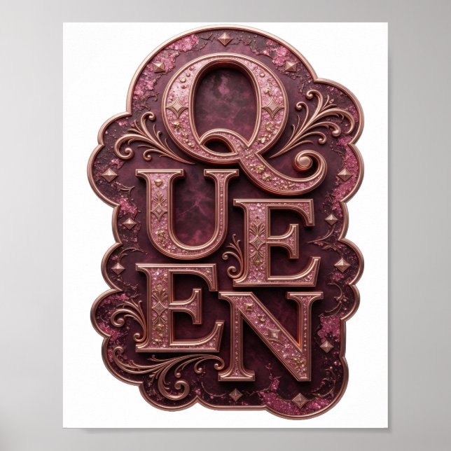 Frisches Gold QUEEN Textdesign Poster (Vorne)