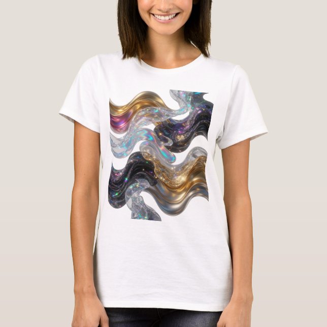 Frisches Gold UNIVERSE Textdesign T-Shirt (Vorderseite)
