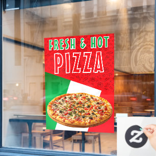Frisches & Heißes Pizza Mit Pizza-Explosion  Fensteraufkleber