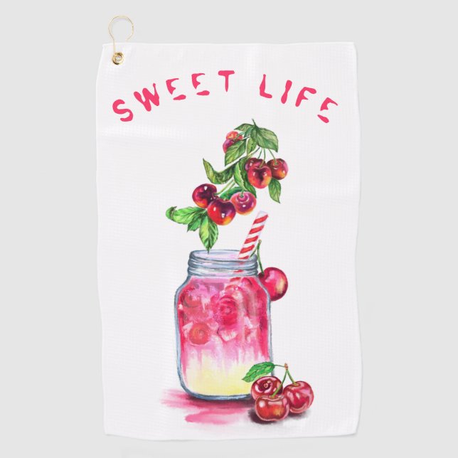 Frisches Kirschen TrinkGolf-Handtuch - Benutzerdef Golfhandtuch (Vorderseite)