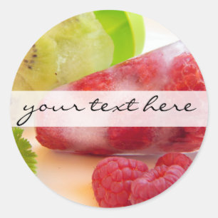 frisches Kiwi-Himbeere, fruchtiges Eis Lollipop-Fo Runder Aufkleber