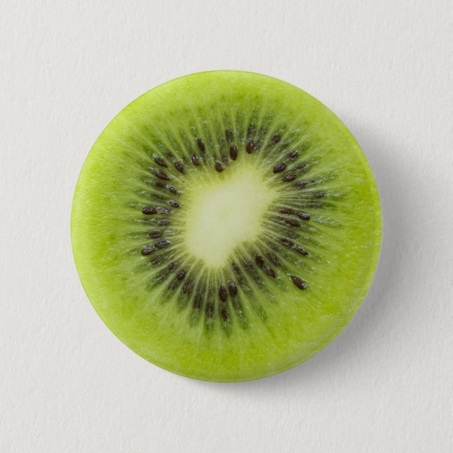 Frisches Kiwi. Runde Scheibe abgeschieden Button (Vorderseite)