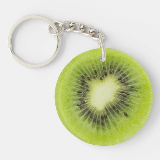 Frisches Kiwi. Runde Scheibe abgeschieden Schlüsselanhänger (Vorderseite)