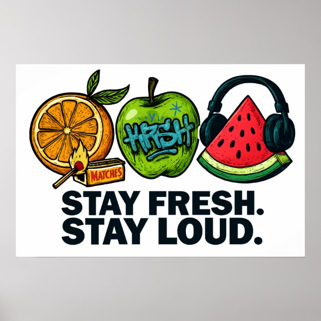 Frisches & Lautes Pop-Art-Fruchtposter Poster (Vorne)