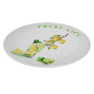 Frisches Lemon Drink Cutting Board - Custom Text Schneidebrett