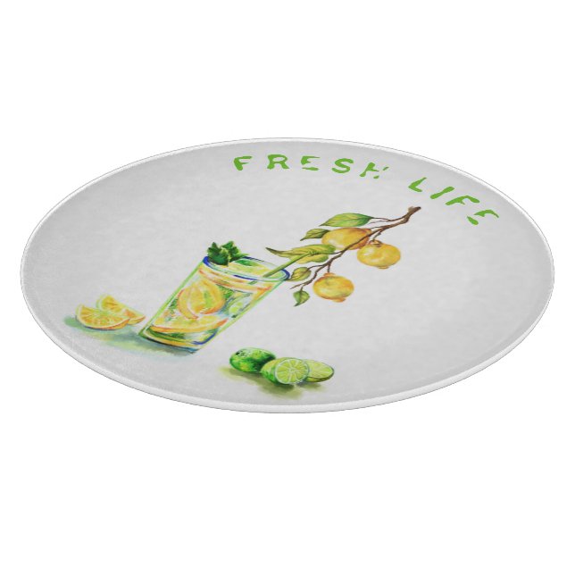 Frisches Lemon Drink Cutting Board - Custom Text Schneidebrett (Ecke)