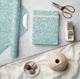Frisches Minzgrün Weisses Glittermuster Geschenkpapier