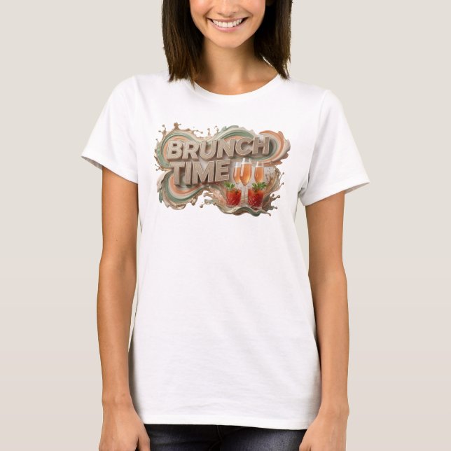 Frisches Orange BRUNCH-ZEIT Statement T-Shirt (Vorderseite)