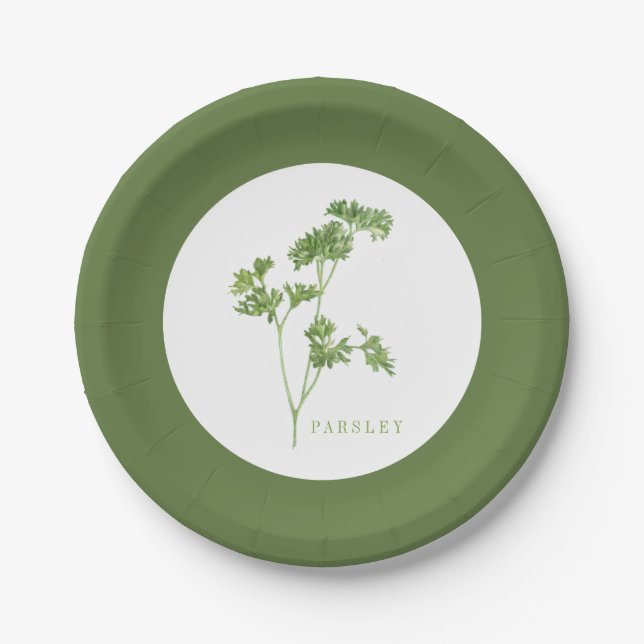 FRISCHES PARSLEY 7" Rundpapier-Teller - Grünbuch Pappteller (Vorderseite)