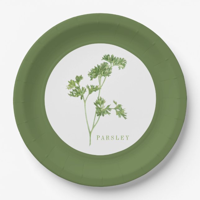 FRISCHES PARSLEY 9" Rundpapier-Teller - Grünbuch Pappteller (Vorderseite)