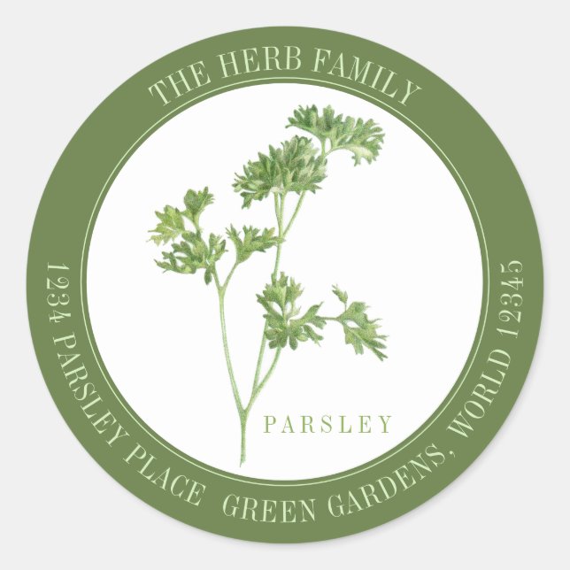FRISCHES PARSLEY Große runde Umschlag Aufkleber -  (Vorderseite)