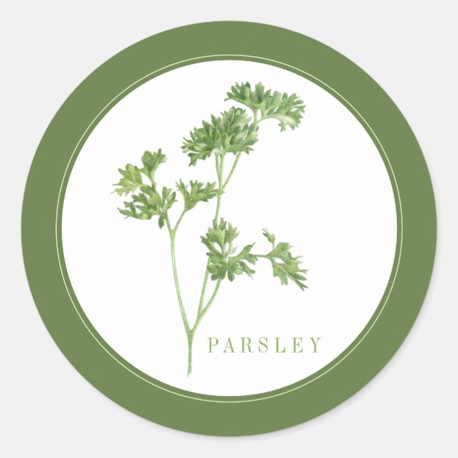FRISCHES PARSLEY Kleine runde Sticker (+Text) Grün (Vorderseite)