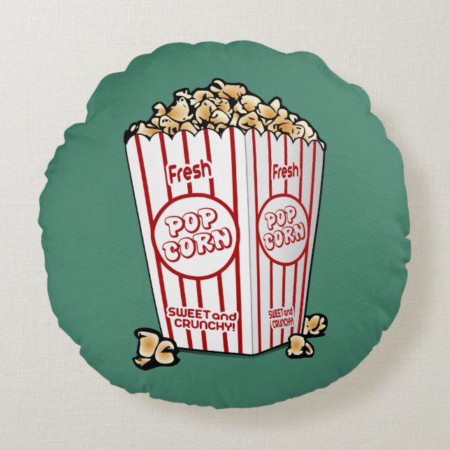 Frisches Popcorn Rundes Kissen (Vorderseite)