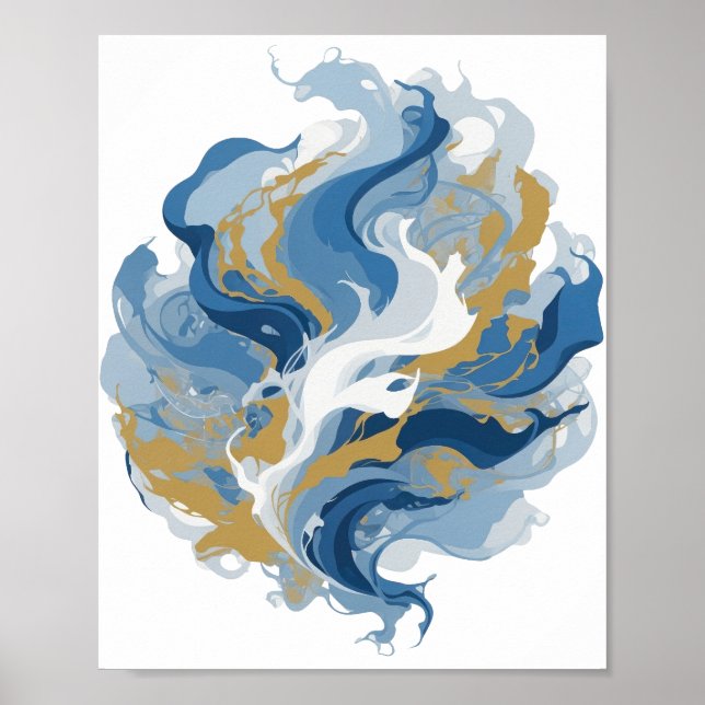 Frisches Silber ABSTRACT ART Design v3 Poster (Vorne)