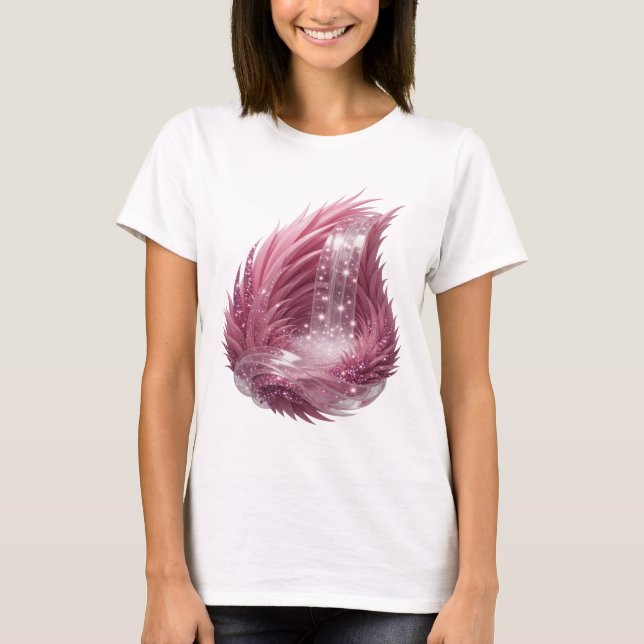 Frisches Silber PINK FAIRY WATERFALL 3D Text Art T-Shirt (Vorderseite)