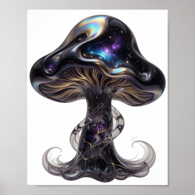 Frisches Silber SPACE MUSHROOM Custom Design Poster (Vorne)