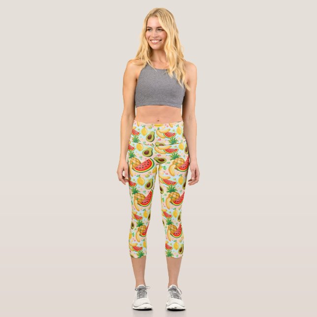 Frisches Sommerkulstmuster Capri Leggings (Vorderseite)