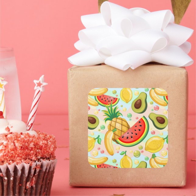 Frisches Sommerkulstmuster Quadratischer Aufkleber (Party)