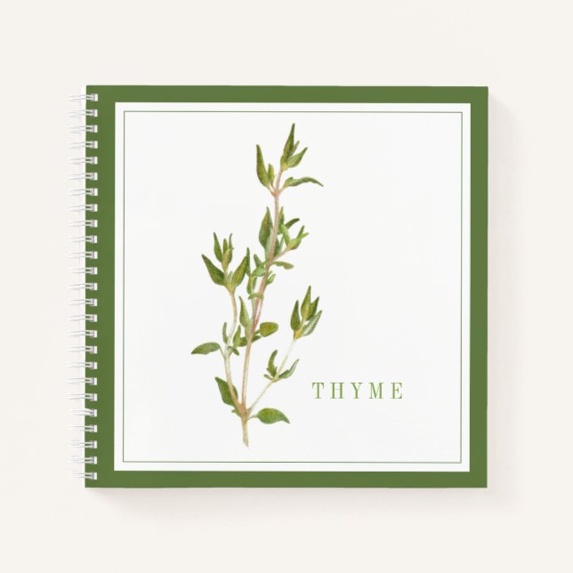 FRISCHES THYME 8.5x8.5 SpiralNotebook - Grün Notizbuch (Vorderseite)