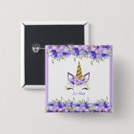 Frisches Violett Einhorn Geburtstagsdekoration Button