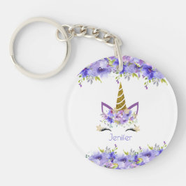 Frisches Violett Einhorn Geburtstagsdekoration Schlüsselanhänger