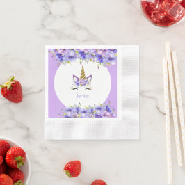 Frisches Violett Einhorn Geburtstagsdekoration Serviette