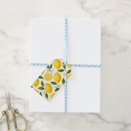 Frisches Zitronenmuster mit Blättern und Blüten  Geschenkanhänger