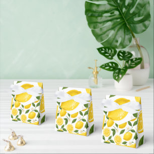 Frisches Zitronenmuster mit Blättern und Blüten Geschenkschachtel