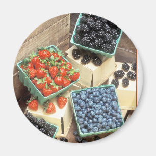 Frischgepflückte Erdbeeren Blueberries BlackBerry Magnet