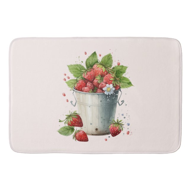 Frischgepflückte Erdbeeren in einem Eimer Badematte (Vorderseite)