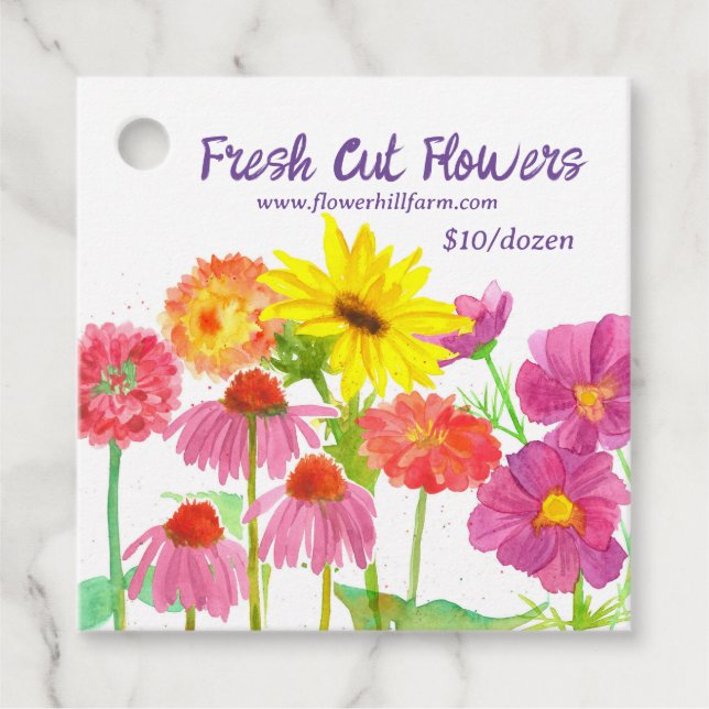 Frischgeschnittene Blume Bouquet Label Farm Stand (Vorderseite)
