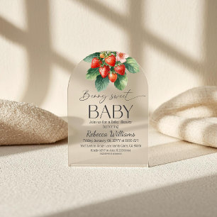 Frischmarkt-Erdbeere-Beere-Süße-Baby-Party Acryleinladungen