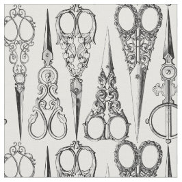 Frischtuch Vintage Schere. Schwarz-weiß Stoff