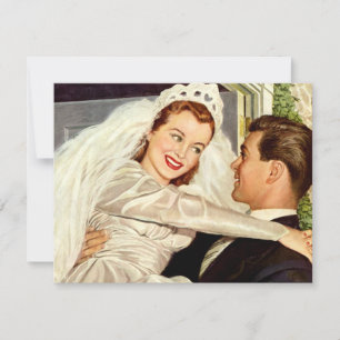 Frischvermählte bei einer Vintage-Hochzeit, glückl Ankündigung