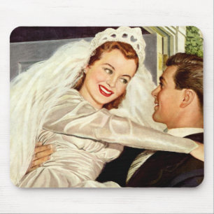 Frischvermählte bei einer Vintage-Hochzeit, glückl Mousepad