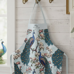 Frischvermählte Herr und Frau Floral Peacock Blau Schürze