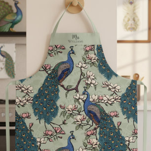 Frischvermählte Herr und Frau Floral Pfau Sagegrün Schürze