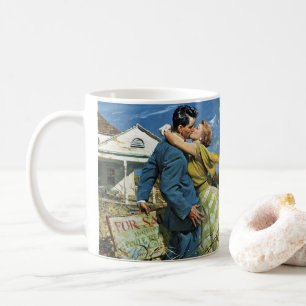 Frischvermählte kaufen erstes Haus mit Vintage-Lie Tasse