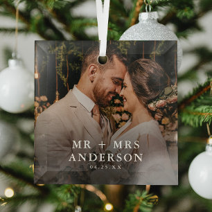 Frischvermählte Mr + Mrs Weihnachten Benutzerdefin Ornament Aus Glas