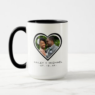 Frischvermählten-Herz-Foto-Bild Hochzeit Tasse