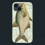 Frischwasserfische auf Karte iPhone 13 Hülle<br><div class="desc">Dieser Kunstdruck veranschaulicht eine ausführliche Malerei eines Frischwasserfisches. Der Hintergrund ist eine Vintage Karte in der hellen Wasserfarbe. Dieser Entwurf würde tadellos jedes mögliches Produkt Ihrer Fischensammlung passen.</div>