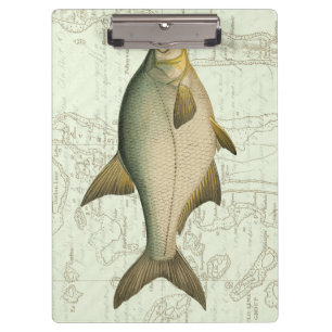 Frischwasserfische auf Karte Klemmbrett