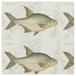 Frischwasserfische auf Karte Stoff